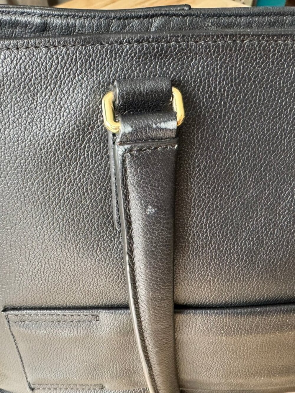 Tumi Voyageur "Monika" Leather Tote Laptop Bag BLACK GOLD HARDWARE LIKE NEW - Picture 16 of 17